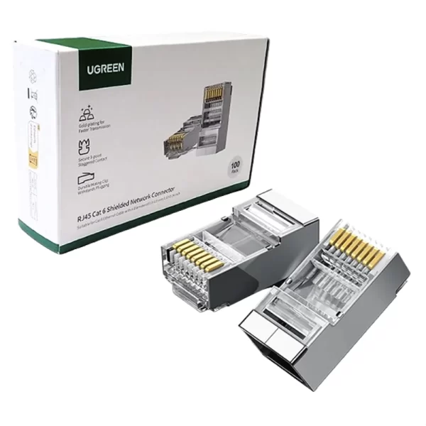 Conector Rj45 Ugreen Nw111 (50248) Metal, Cat6, Caja 100 Unidades
