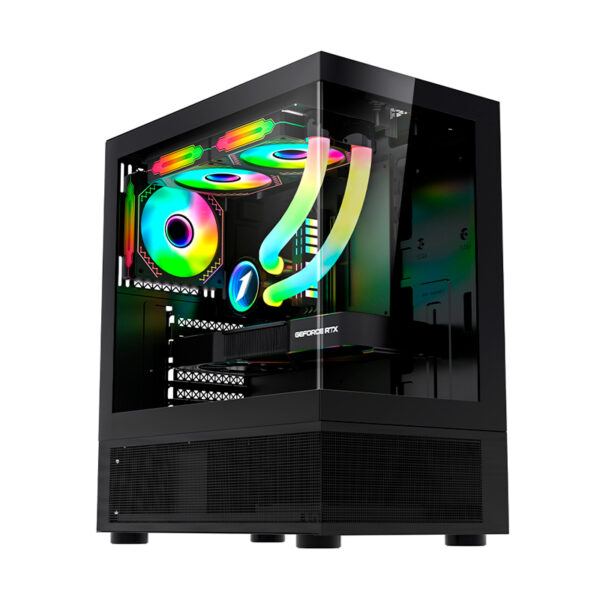 Case 1stplayer (Mi7-a Black) Sin Fuente, Negro, Atx, 2 Panel Vidrio, X3 Fan, Led-rgb