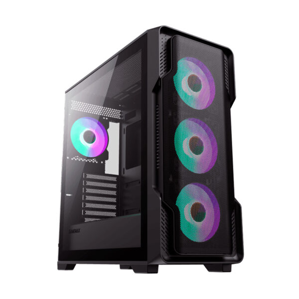 Case Gamemax (Siege Bk) Sin Fuente, Negro, E-atx, 1 Panel Vidrio, X4 Fan, Led-argb