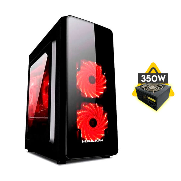 Case Halion Scorpio (5506) Con Fuente De 350w, Negro, Micro-atx, 1 Ventana Acrilico, X2 Fan, Led-rojo