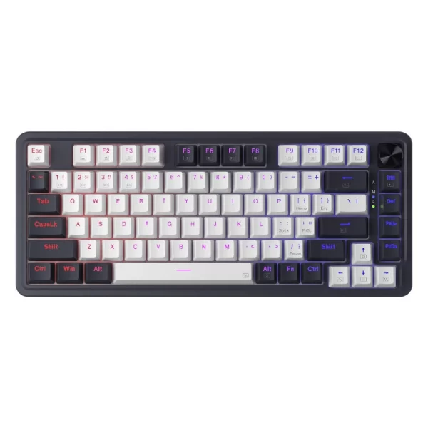 Teclado Inalambrico Redragon Ucal Pro 80% (K673wb-rgb-pro) Gaming, Negro Con Blanco, Mecanico, Switch Rojo, Bluetooth, Led-rgb