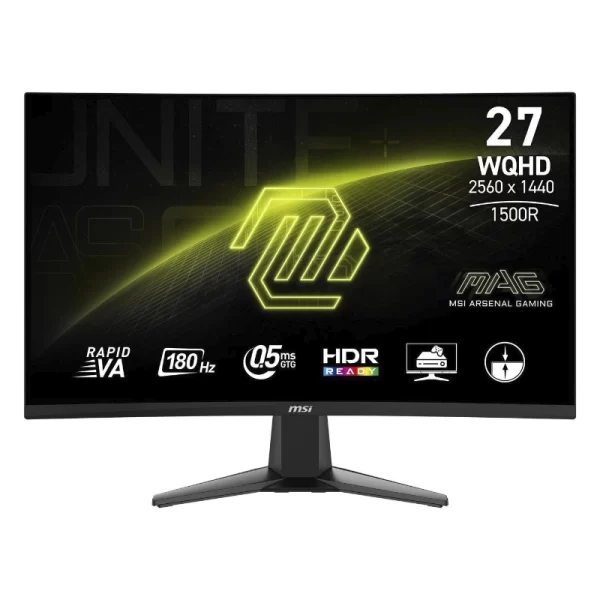 Monitor Gaming Msi 27" (Mag 27cq6f) Curvo, Wqhd, Va, 2k, Hdr Ready, 2 Hdmi/dp, 0.5ms, 180hz, F/sync