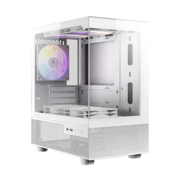 Case Antec Cx200M Rgb Elite White (0-761345-10026-7) Sin Fuente, Blanco, Micro-Atx, X5 Fan, 2 Panel Vidrio, Led-Rgb