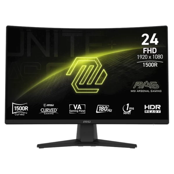 Monitor Gaming Msi 24" (Mag 242C) Curvo, Fhd, Va, Hdmi/Dp, 1Ms, 180Hz