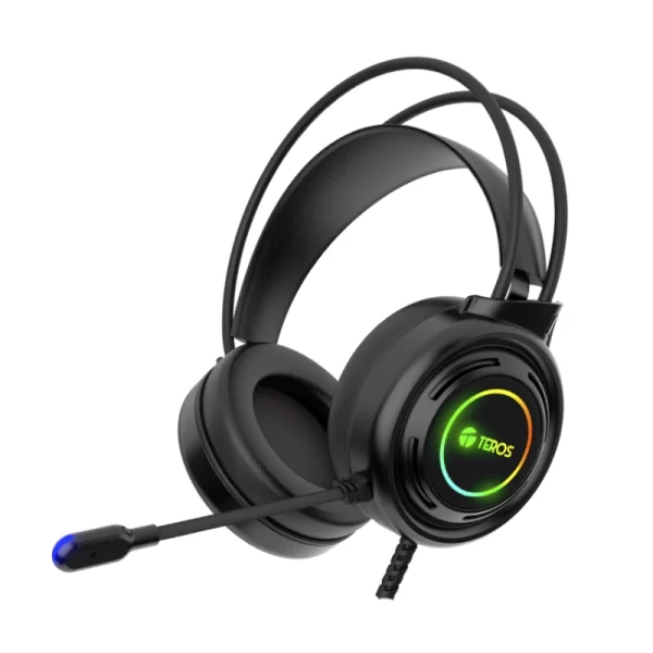 Auricular Teros (Te-8120N) Gaming, Negro, Conexion Usb, Led-Rgb