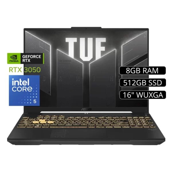 Laptop Asus Tuf Fx607Vj-Rl016 Core 5-210H (90Nr0Mz6-M000P0) Wuxga 16", Core 5, Ssd512 M.2, 8Gb, Rtx 3050 6Gb, Sin Sistema
