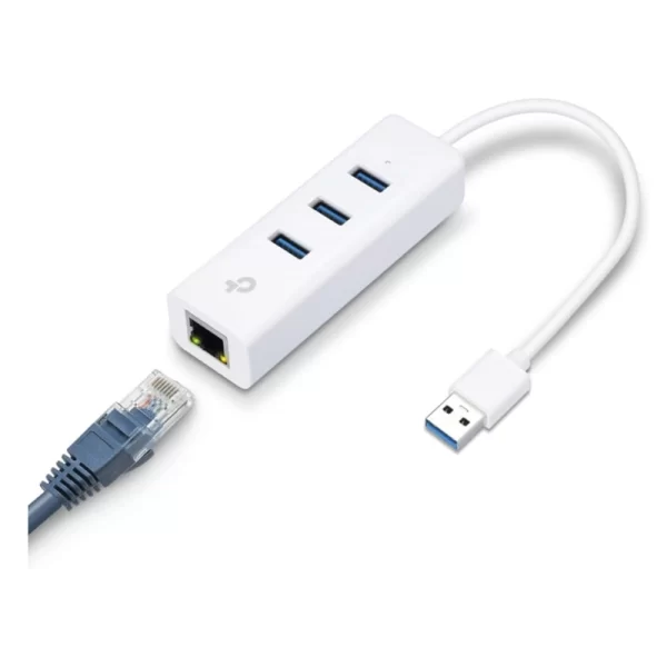 Adaptador Usb A Red Tp-Link (Ue330) Velocidad 10/100/1000Mbps, Hub 3 X Puertos Usb 3.0, Blanco