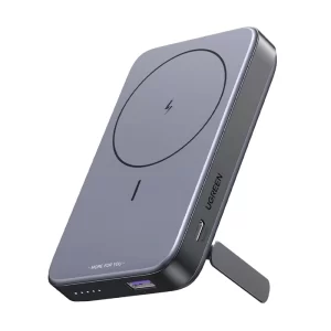 Power Bank Ugreen Pb206 (15086) Energia Magnetica, Portatil Inalambrico, Con Soporte Plegable, Carga Rapida De 20 W, 10000Mah