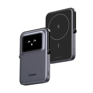 Power Bank Ugreen Pb571 (35605B) Portatil Inalambrico, Para Iphone, Carga Rapida De 20 W, Soporte Plegable Y Pantalla Tft, 5000Mah