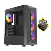 Case Halion (Geminis Cr30) Con Fuente De 500W, Negro, Atx, 2 Panel Vidrio, X4 Fan, Led-Rgb