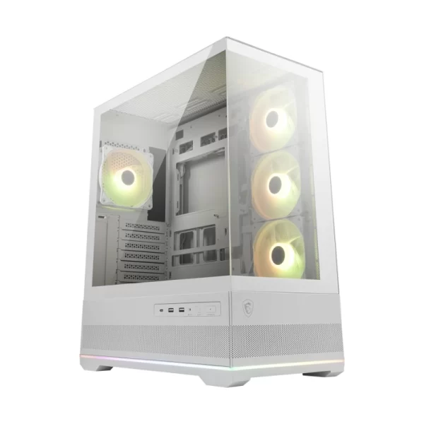 Case Msi (Mag Pano 110R Pz White) Sin Fuente, Blanco, Atx, 2 Panel Vidrio, X3 Fan, Led-Argb