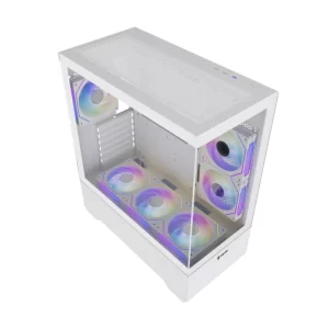 Case Halion (Jupiter K04-W) Sin Fuente, Blanco, Atx, 2 Panel Vidrio, X6 Fan, Led-Argb