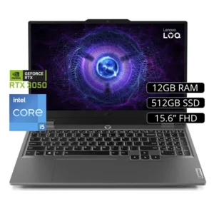 Laptop Gaming Lenovo Loq 15Iax9 I5-12450Hx (83Gs00Julm) Fhd 15.6, I5, Ssd512 M.2, 12Gb, Rtx 3050 6Gb, Sin Sistema