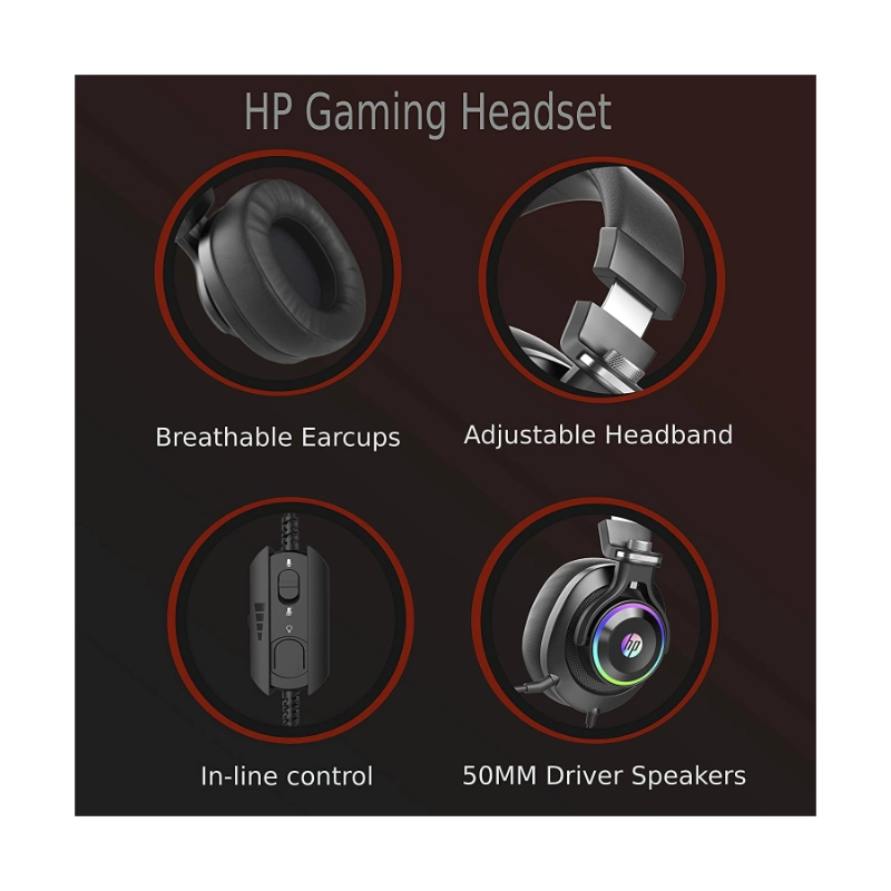 Auricular Hp H500gs (9aj66aa#ac4) Gaming, Negro, 7.1, Conexion Usb, Led-rgb 3 Auricular Hp H500gs (9aj66aa#ac4) Gaming, Negro, 7.1, Conexion Usb, Led-rgb - Imagen 3