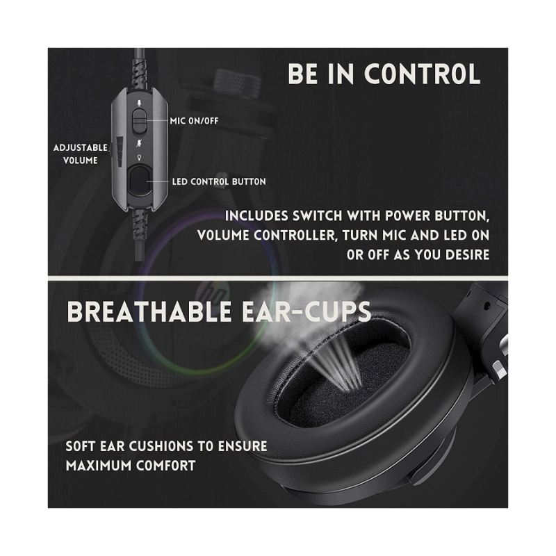 Auricular Hp H500gs (9aj66aa#ac4) Gaming, Negro, 7.1, Conexion Usb, Led-rgb 5 Auricular Hp H500gs (9aj66aa#ac4) Gaming, Negro, 7.1, Conexion Usb, Led-rgb - Imagen 5