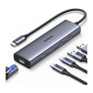 Adaptador Usb-C A 6 En 1 Ugreen Cm512 (45320) X2 Usb-C, X2 Usb-A, X1 Rj45