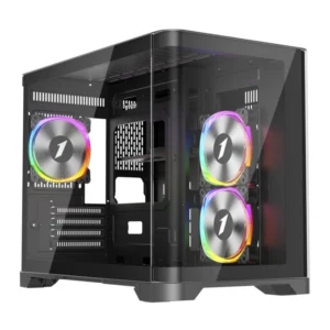 Case 1Stplayer (Uv6 Black) Sin Fuente, Negro, Micro-Atx, 2 Panel Vidrio, X3 Fan, Led-Rgb