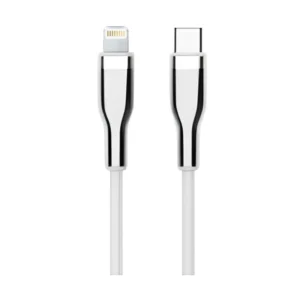 Cable De Carga & Datos Usb-C A Lightning Teros (Te-70212W) Negro, 3A, 20W Max, Blanco Y Plateado, 2 Metros