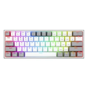 Teclado Inalambrico Redragon Fizz Pro 60% (K616-rgb-wg) Gaming, Blanco Con Gris, Mecanico, Switch Rojo, Bluetooth, Led-rgb