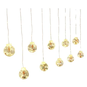 Luces Led Cortina De Luz, 3 Metros, 10 Esferas Colgante, Con Figuras Navideñas, 220v, Led-multicolor