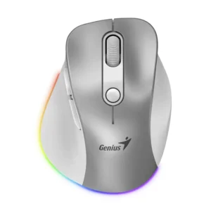 Mouse Inalambrico Genius Ergo 9000s Pro (31030039402) Plata, 2400 Dpi, 6 Botones, Bluetooth, Recargable, Led-rgb
