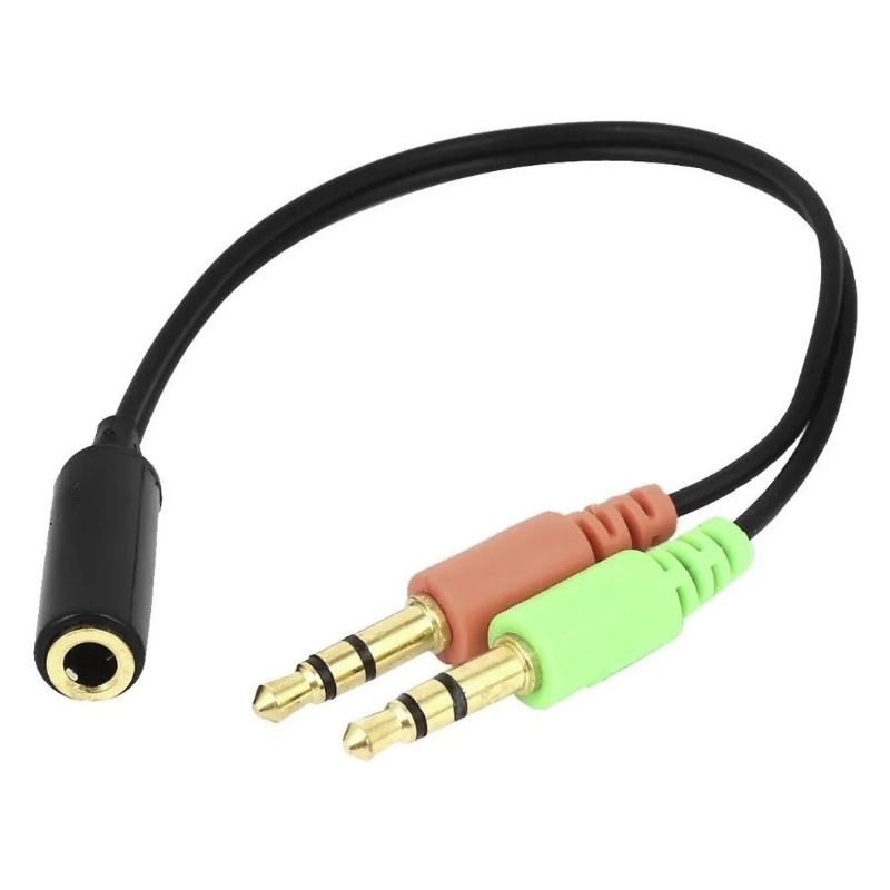 Cable De Audio Auxiliar Jack X2 A Jack X1 Hembra 3.5, Negro 1 Cable De Audio Auxiliar Jack X2 A Jack X1 Hembra 3.5, Negro