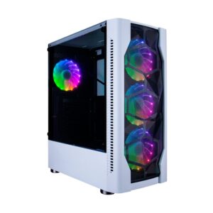 Case 1stplayer (D4) Sin Fuente, Blanco, Atx, 1 Panel Vidrio, X4 Fan, Led-rgb
