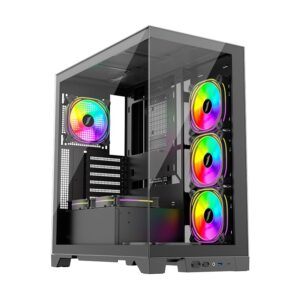 Case 1stplayer Miku Mi8 (Mi8-b-4f) Sin Fuente, Negro, Atx, X4 Fan, 2 Panel Vidrio, Led-rgb