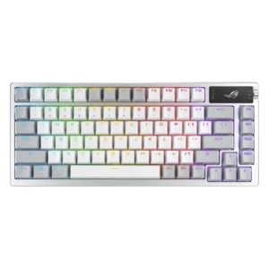Teclado Inalambrico Asus 80% (M701 Rog Azoth/Nxsw/Es/Wht) Gaming, Blanco, Mecanico, Bluetooth, Switch Lineales Rog Nx Snow, Teclas Pbt, Pantalla Oled