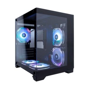 Case 1stplayer (Mv5-t Black) Sin Fuente, Negro, Micro-atx, 2 Panel Vidrio, X3 Fan, Led-rgb