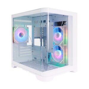 Case 1stplayer (Uv5 White) Sin Fuente, Blanco, Micro-atx, 2 Panel Vidrio, X3 Fan, Con Control, Led-rgb