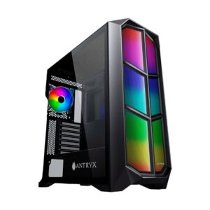 Case Antryx Rx-470 (Ac-rx470k) Sin Fuente, Negro, Atx, 1 Panel Vidrio, X1 Fan, Led-argb