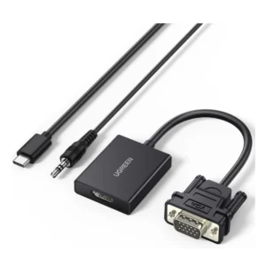 Adaptador Vga A Hdmi Ugreen Cm513 (50945) Negro, Con Audio, 1080p - 60hz