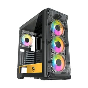 Case Boetec Boe-equus (Boe-equus-yellow) Sin Fuente, Negro Con Amarillo, Atx, 1 Panel Vidrio, X4 Fan, Led-rgb