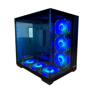Case Halion (Fish Tank C708-B) Sin Fuente, Negro, Atx, 2 Panel Vidrio, X6 Fan, Con Control, Led-Argb