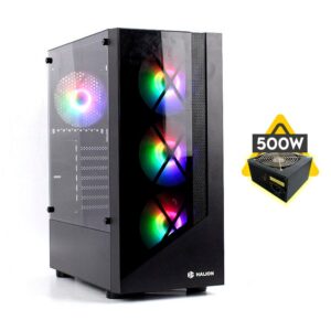 Case Halion (Dragon Cr15) Con Fuente De 500w, Negro, Atx, 1 Panel Vidrio, X4 Fan, Led-rgb