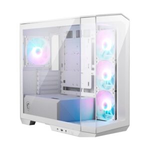 Case Msi (Mag Pano M100r Pz White) Sin Fuente, Blanco, Micro-atx, 2 Panel Vidrio, X4 Fan, Led-argb
