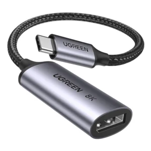 Adaptador Usb-C A Dp Ugreen Cm654 (15575) Negro, 1.4 8K 60Hz, 4K 240Hz, Cable Trenzado