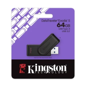 Memoria Usb Kingston 64Gb Datatraveler Exodia S (Dtxs/64Gb) Negro, 3.2