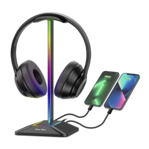 Soporte Para Auriculares New Base Z8 (X0037riklp) Negro, 1 Usb + 2 Usb-c, Led-rgb