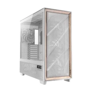 Case Antec Flux Pro White (0-761345-10156-1) Sin Fuente, Blanco Y Madera, E-Atx, X5 Fan, 1 Panel Vidrio