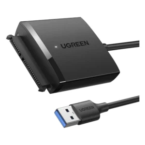 Adaptador De Sata A Usb Ugreen (60561) Negro, Usb 3.0, Para Sata 2.5, Soporta S.M.A.R.T, Trim