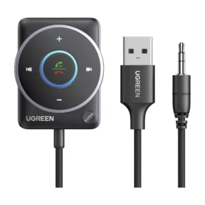 Adaptador Auxiliar Para Automovil Ugreen Cm723 (35002) Bluetooth 5.4, Cancelacion De Ruido, Cable Trenzado De Nailon