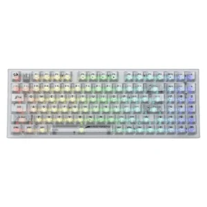 Teclado Inalambrico Redragon Pollux Pro 80% (K628ct-rgb-pro) Gaming, Transparente, Mecanico, Switch Ice Silver, Bluetooth, Led-rgb