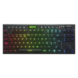 Teclado Inalambrico Redragon Horus Tkl 80%  (K621-rgb-sp-r) Gaming, Negro, Mecanico, Switch Rojo, Bluetooth, Led-rgb