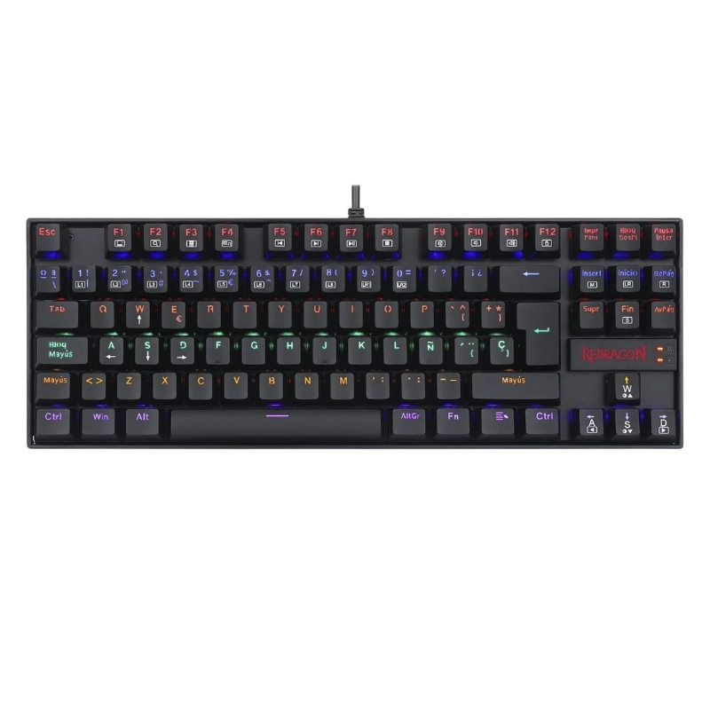 Teclado Redragon Kumara Rainbow 80% (K552-kr-sp) Gaming, Negro, Mecanico, Switch Rojo, Led-rgb 1 Teclado Redragon Kumara Rainbow 80% (K552-kr-sp) Gaming, Negro, Mecanico, Switch Rojo, Led-rgb