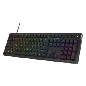 Teclado Hyperx Alloy Rise (7G7A3Aa#Abm) Gaming, Negro, Mecanico, Switch Rojo Lineal, Sensor De Luz Ambiental, Boton Giratorio Para El Volumen, Led-Rgb