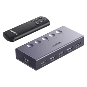 Switch Hdmi 5 X 1 Ugreen Cm568 (25857) 4K@60Hz, Con Control Remoto, Trasmite Una Sola Imagen De Diferentes Equipos