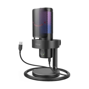 Microfono Fifine A9 Ampligame (A9) Negro, Omnidireccional, Controles De Volumen, Interruptor De Patron De Captacion Para Grabacion, Led-rgb