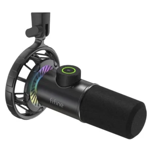 Microfono Fifine K658 Dynamic (K658) Negro, Con Boton De Toque Para Silenciar, Cardioide Plug & Play, Podcast, Led-rgb